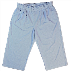 Calvin Klein Seersucker Blue & White Stripe Elastic Waist Wide Leg Crop Pant